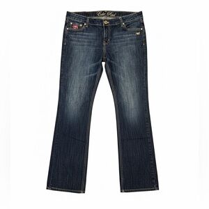 Ecko Red Y2K Vintage Low Rise Dark Blue Straight Leg Jeans-heart with wing